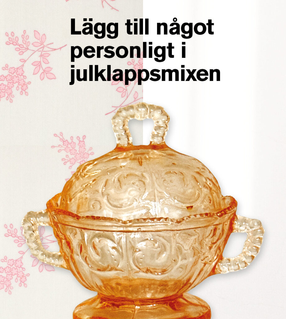 Orange begagnad skål med texten lägg till något personligt i julklappsmixen