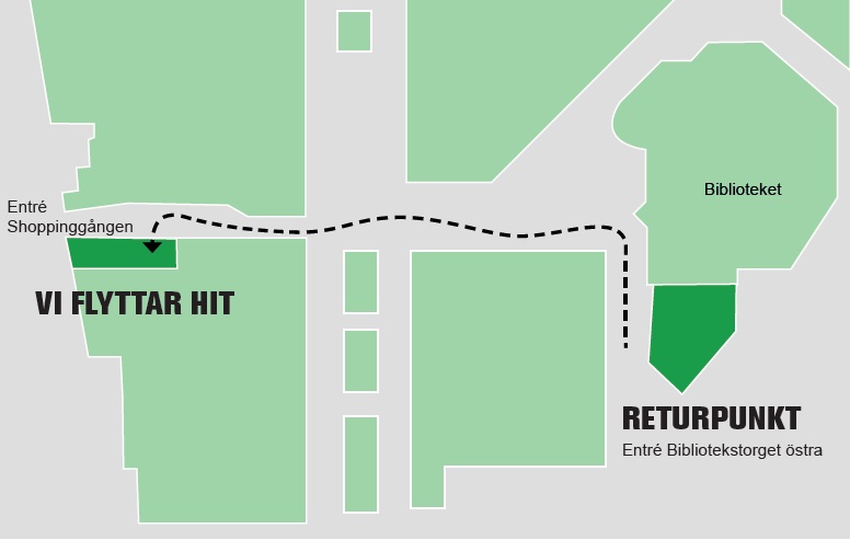 karta över solna centrum med ny plats markerad